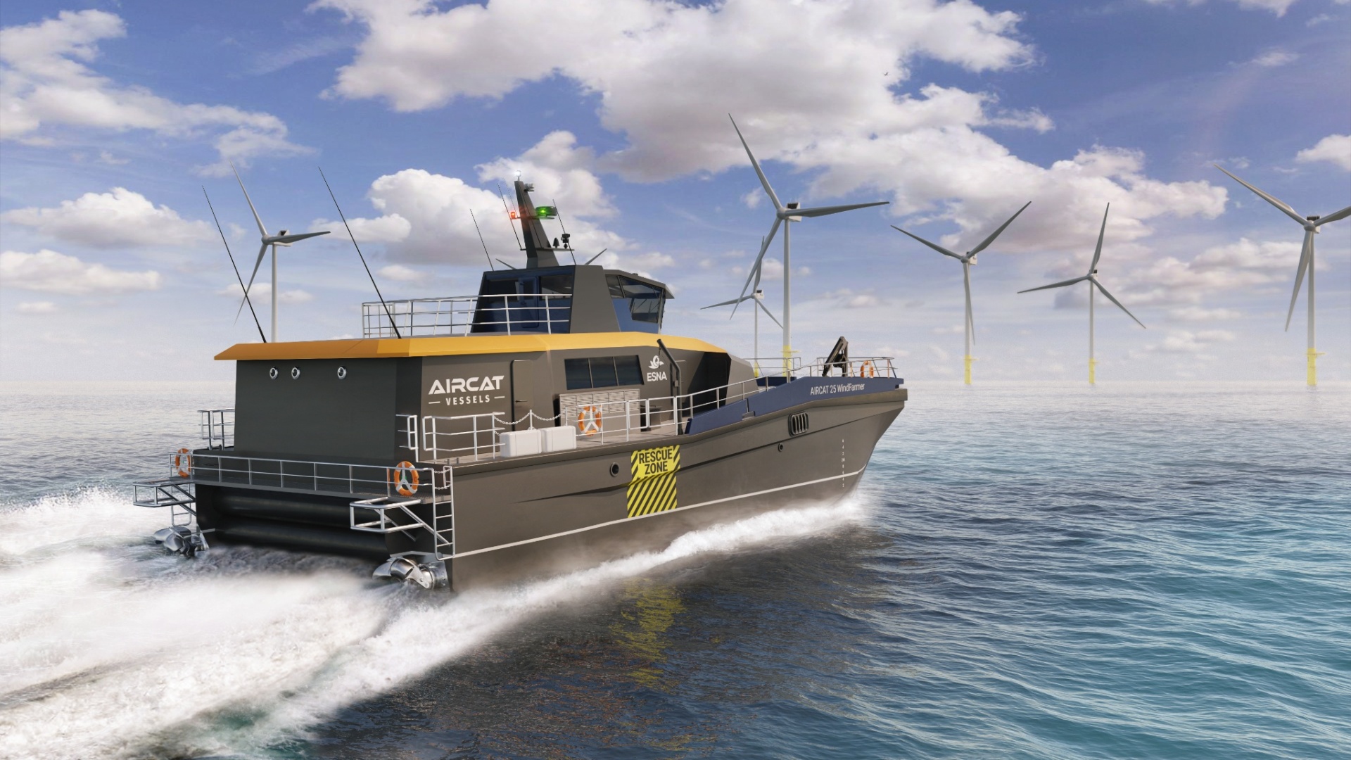 AIRCAT 25 WindFarmer heading toward an offshore wind farm