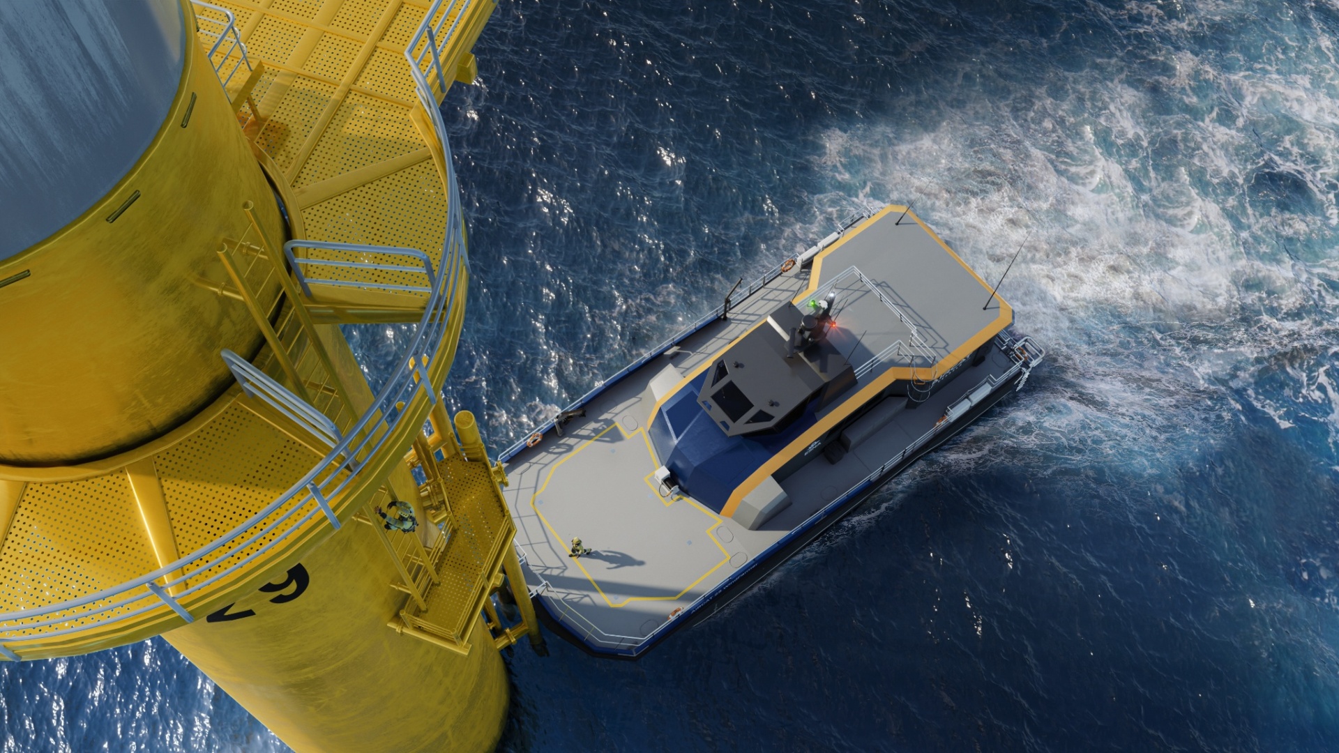 Aerial view of AIRCAT 25 WindFarmer pushed up against a turbine foundation