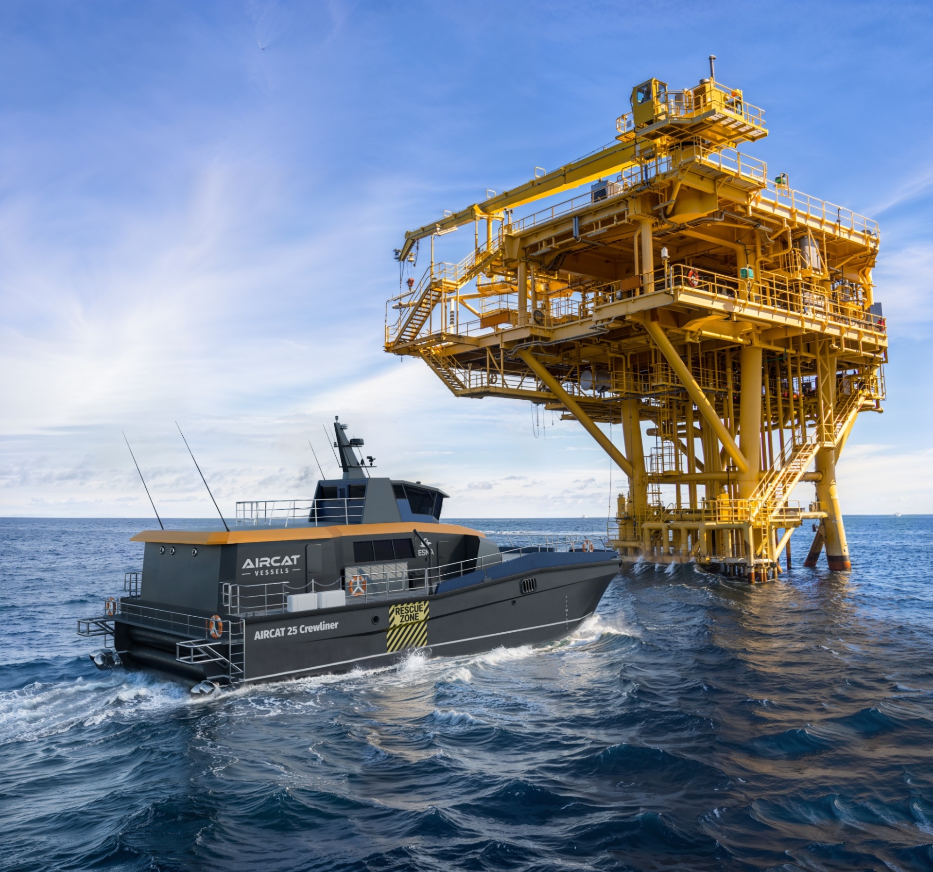 AIRCAT 25 Crewliner approaching an offshore installation