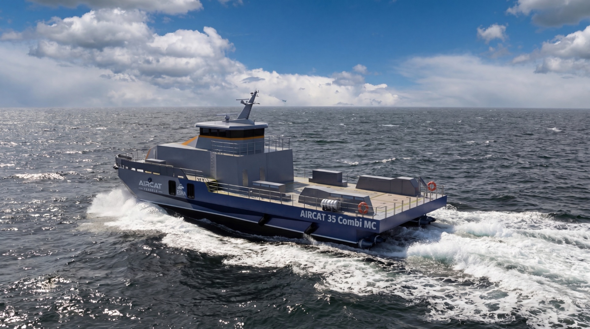 AIRCAT 35 Combi MC stern view showing cargo deck