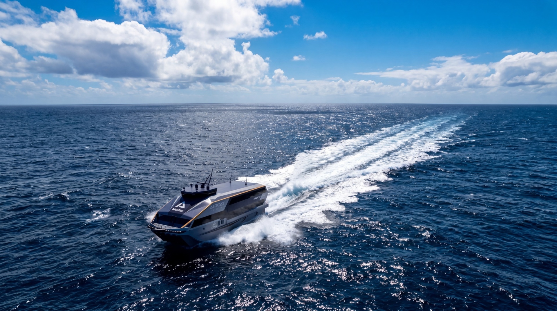 AIRCAT 35 MaxPax speeding across deep blue ocean