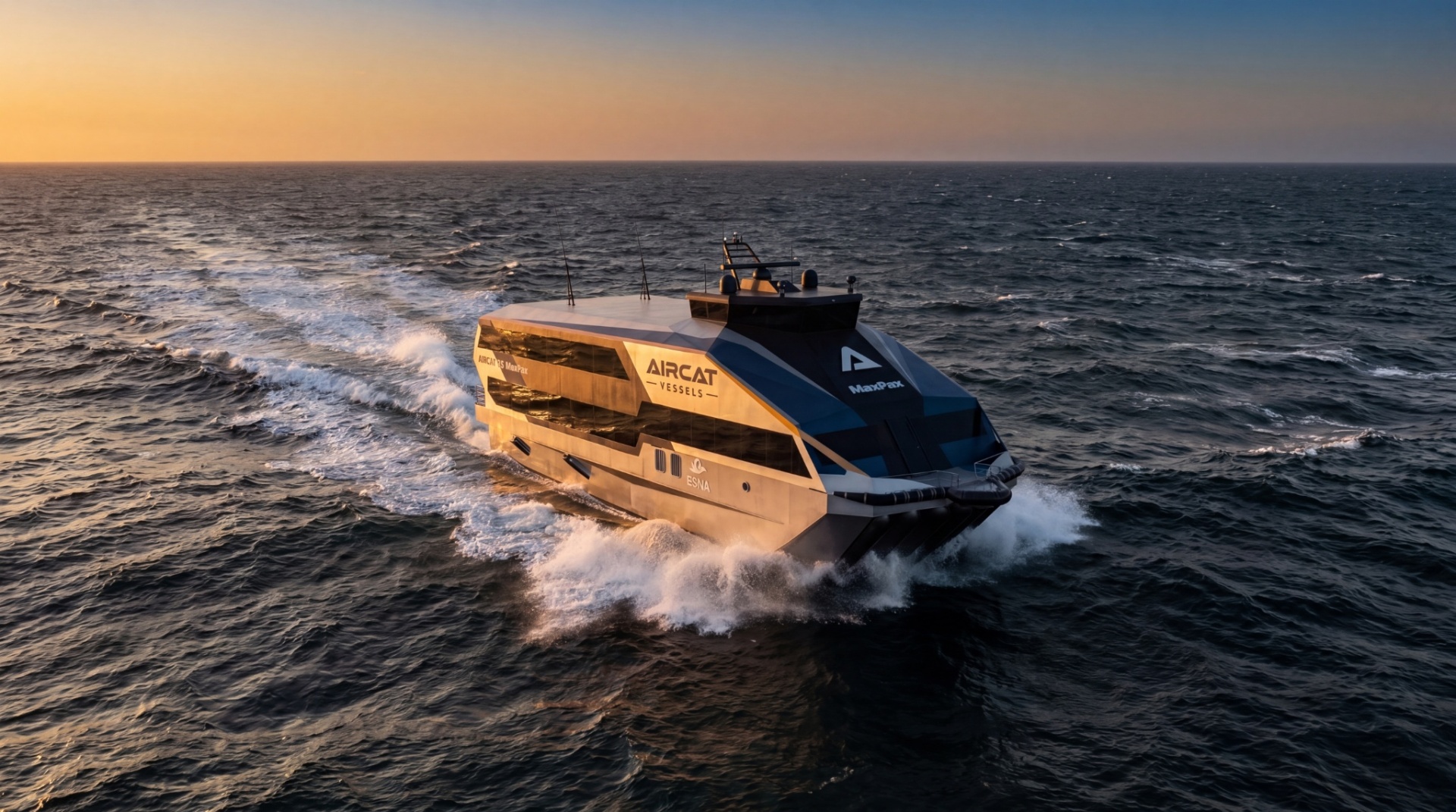 AIRCAT 35 MaxPax at sunset on open sea