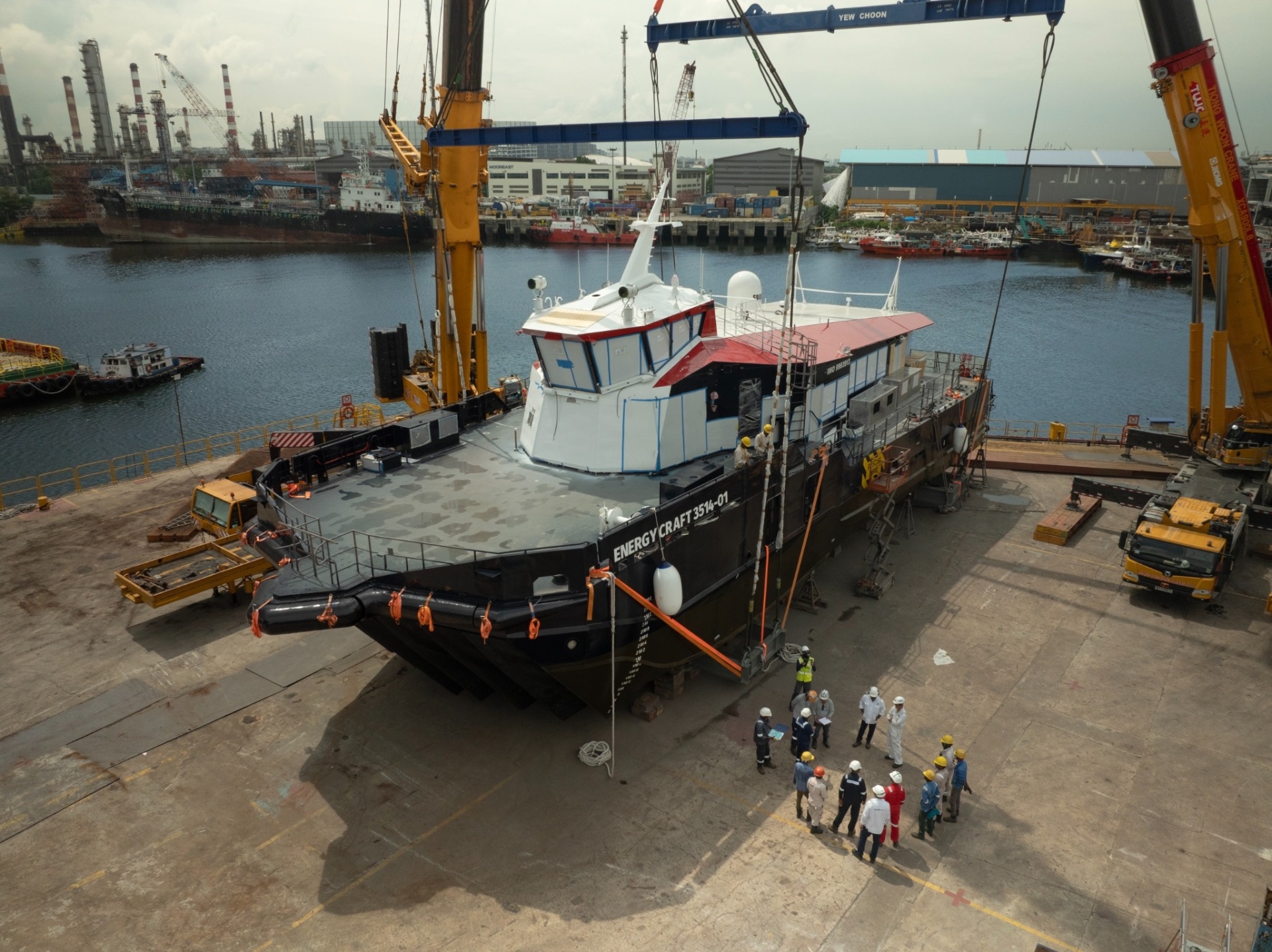 Energy Craft 3514-01 prepared for launch at the shipyard